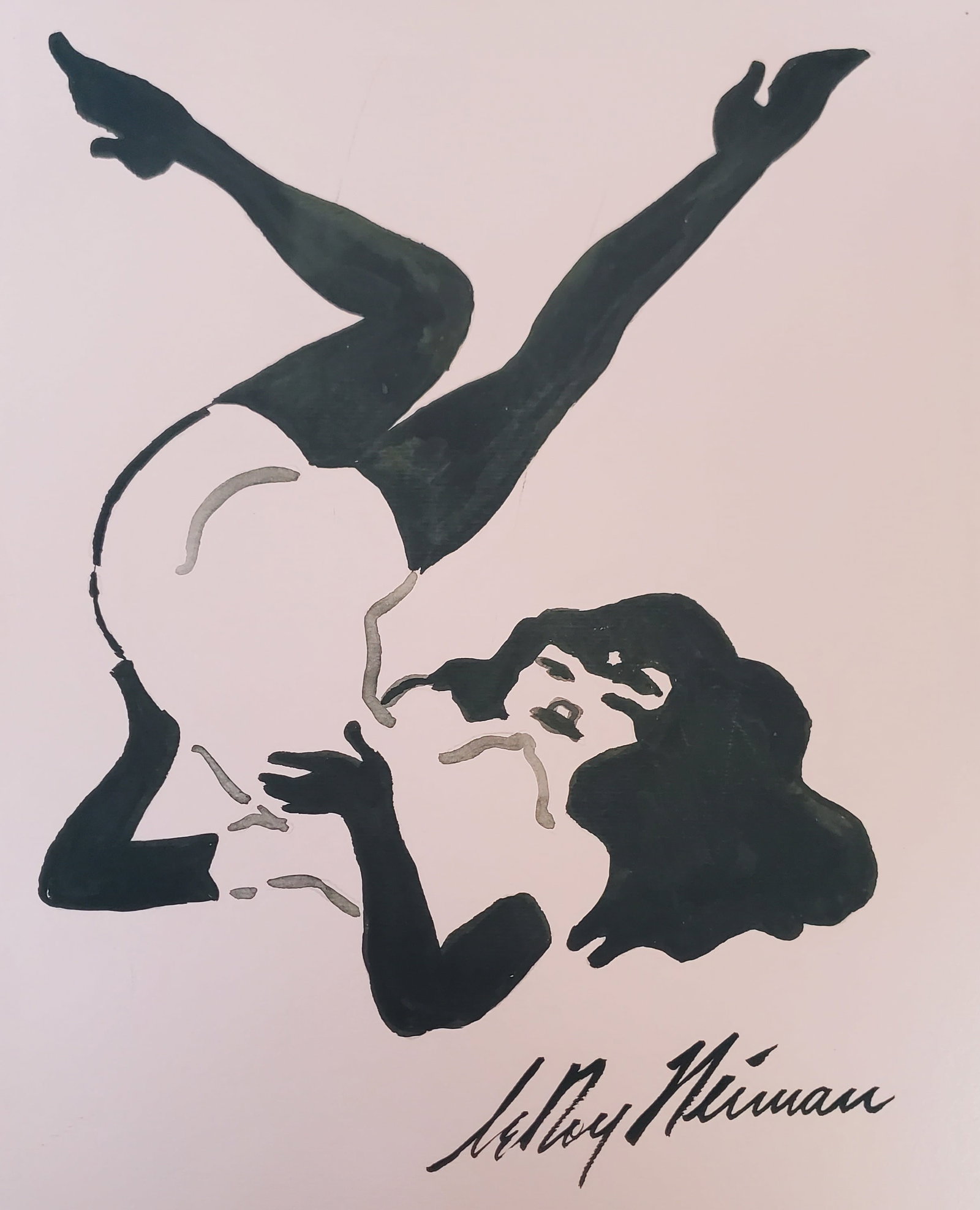 LeRoy Neiman, Playboy Femlin poses for you VIII, Original Signed Watercolor Drawing (1 of 2)