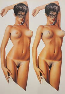 Hajime Sorayama, 'Sultry Depictions', Large Offset Lithograph, 1993: Artist: Hajime Sorayama Title: The Gynoids Medium: Offset lithograph Year: 1993 Printed in Japan Size: 14 x 9 inces Matted Size: 20 x 16 Inches Condition: Excellent