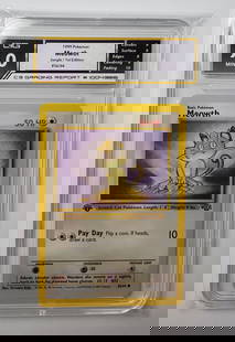 Meowth 1999 1st Edition Gem Mint 9 Pokemon Card: Meowth 1999 1st Edition Graded- Gem Mint 9
