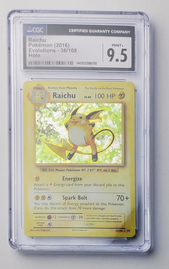 Raichu Holo 2016 Pokemon XY Evolutions Gem Mint 9.5 (1 of 2)