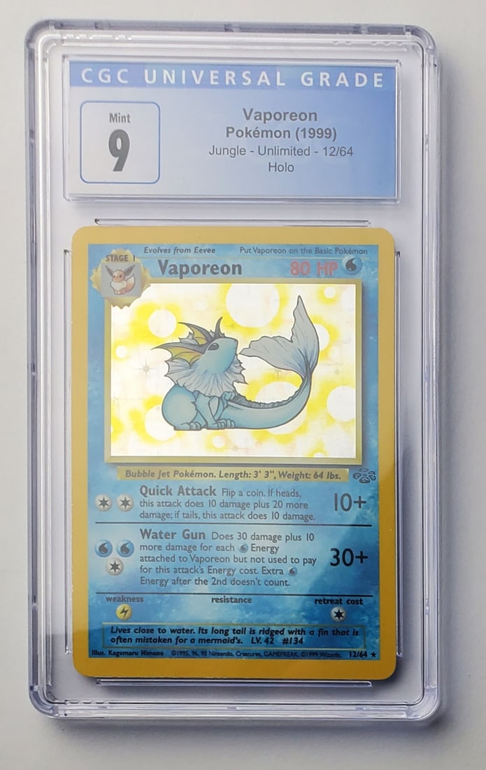 Vaporean Holo 1999 Pokemon Card CGC Mint 9 (1 of 2)