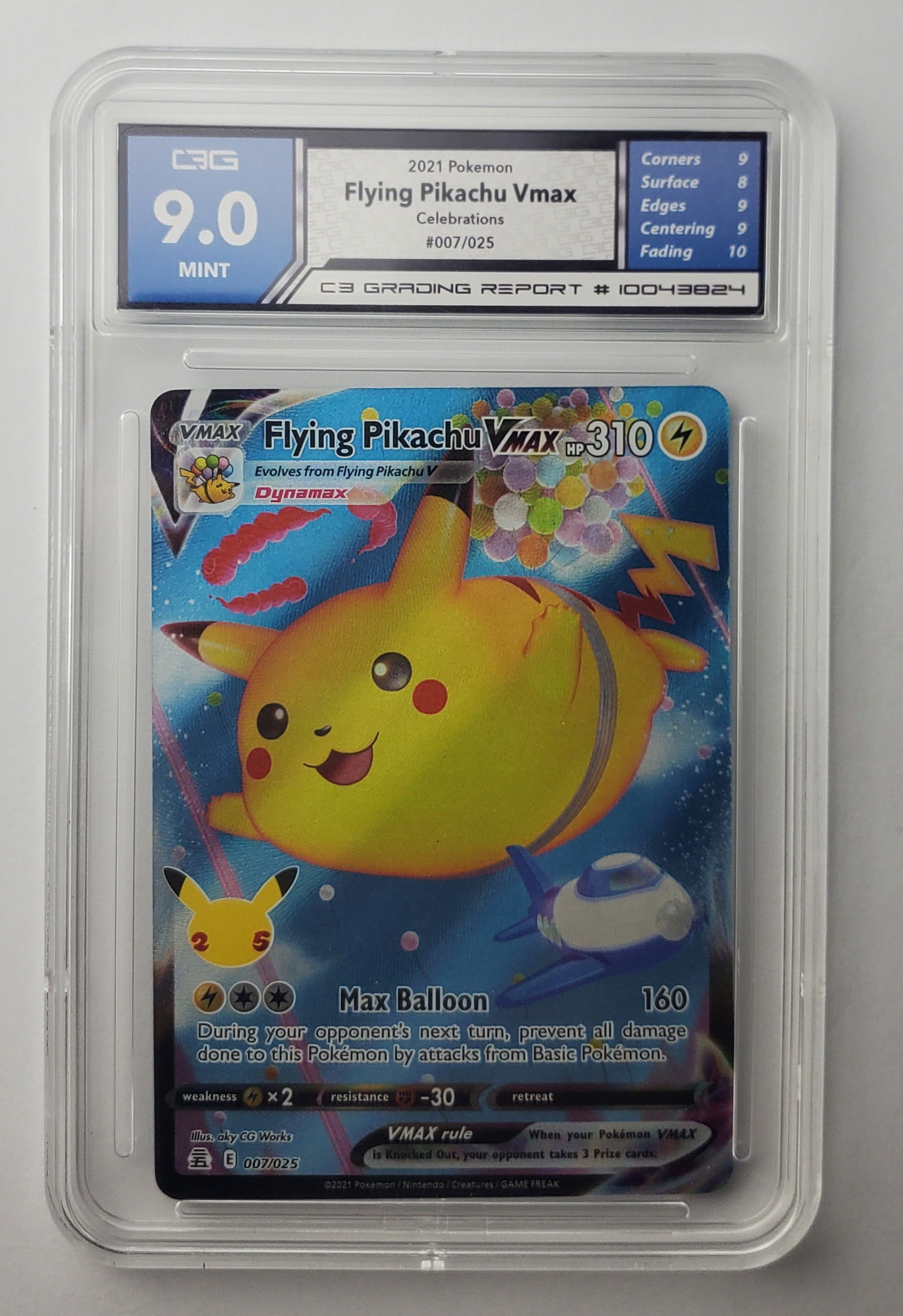 Flying Pikachu Vmax Celebrations Full Art Holo Gem Mint 9 2021 Pokemon Card (1 of 2)
