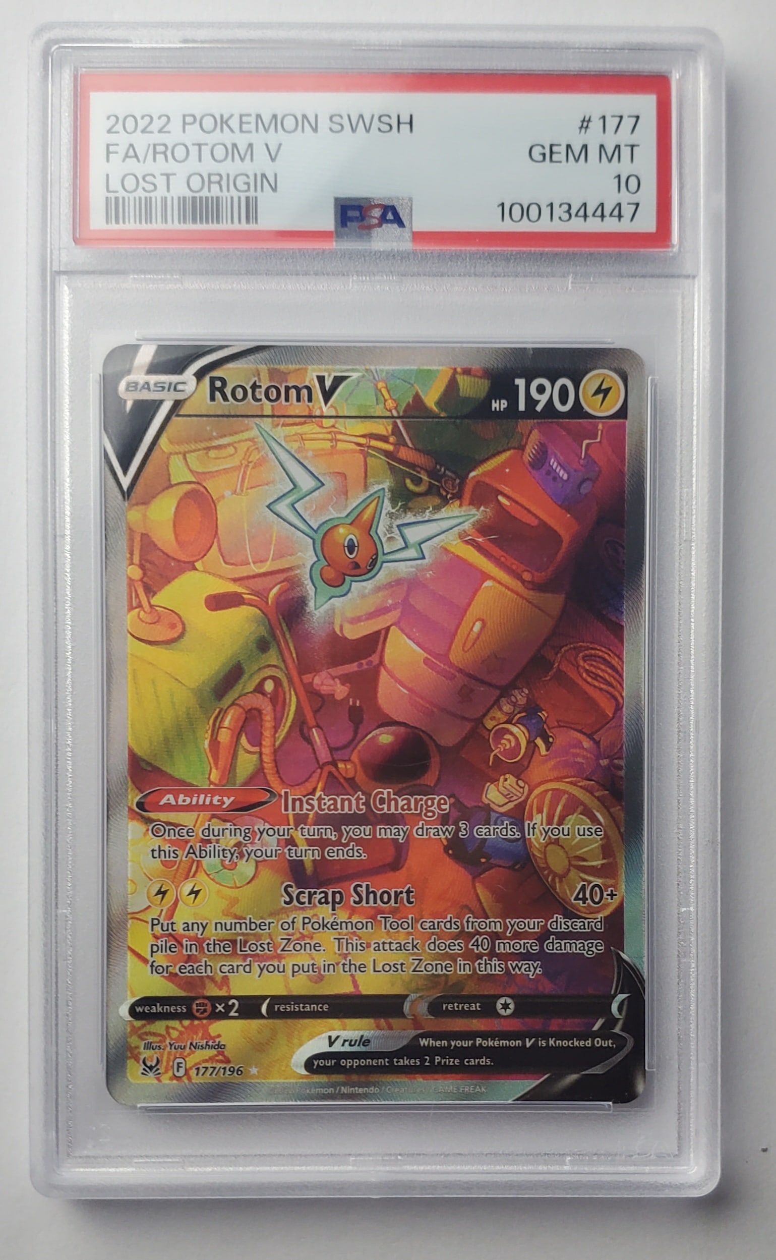 Rotom V 2022 Lost Origin Full Art Holo Gem Mint 10 Pokemon Card (1 of 1)