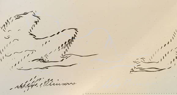 LeRoy Neiman, Playboy Femlin quick sketch, Original Signed Watercolor Drawing: Artist: LeRoy Neiman Title: Playboy Femlin Medium: Watercolor on Paper Subject: Playboy Magazine Femlin Condition: Very Good Size: 11.5 x 6.5 Condition: Very Good - Excellent