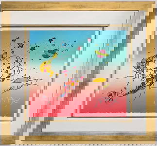 Peter Max,' Cosmic Profile', Orignal Mixed Media Water Color Painting, C.1990