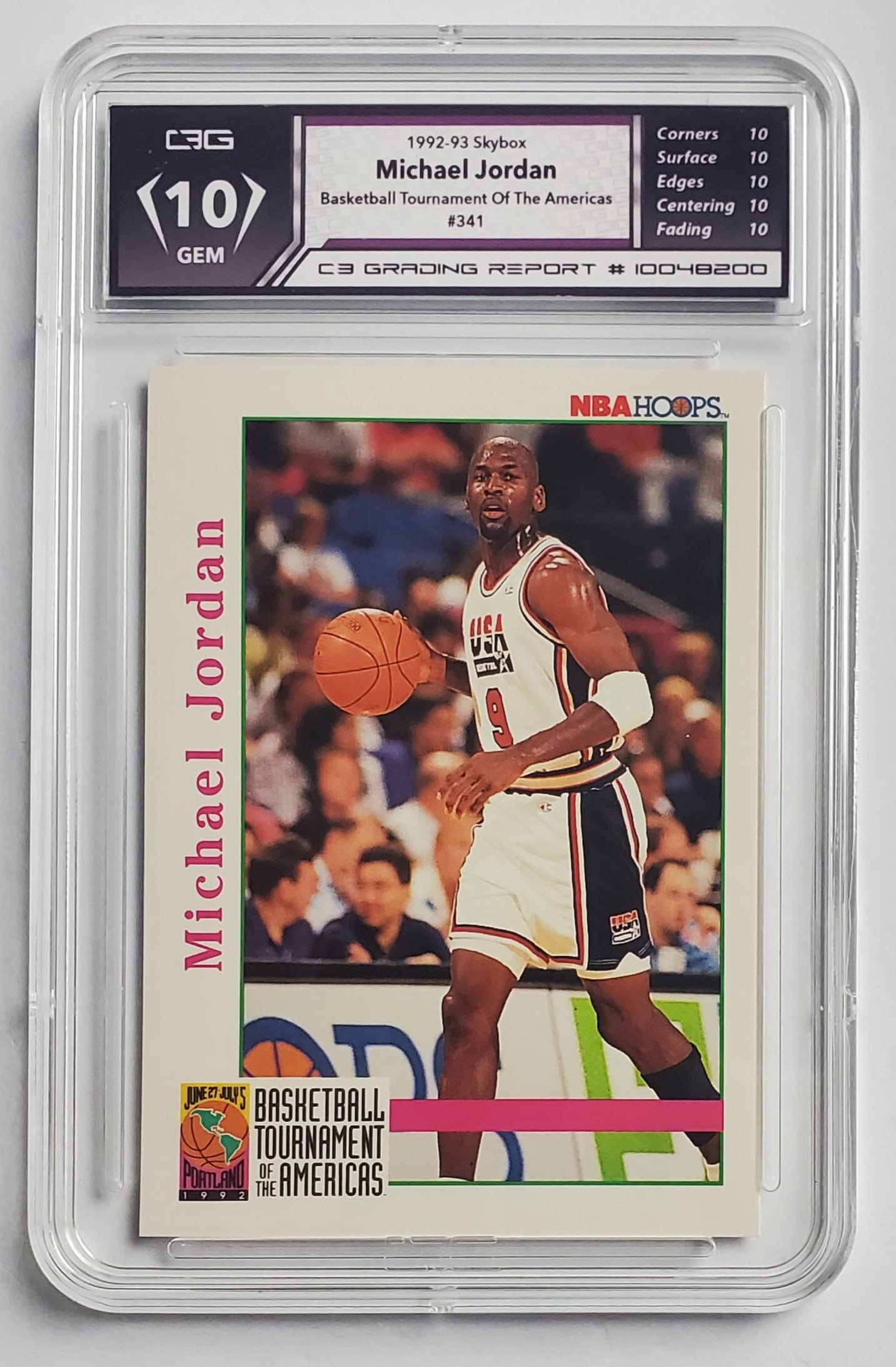 Michael Jordan 1992-93 Skybox Basketball Tournament Of The Americas Basketball Card Gem Mint 10 (1 of 2)