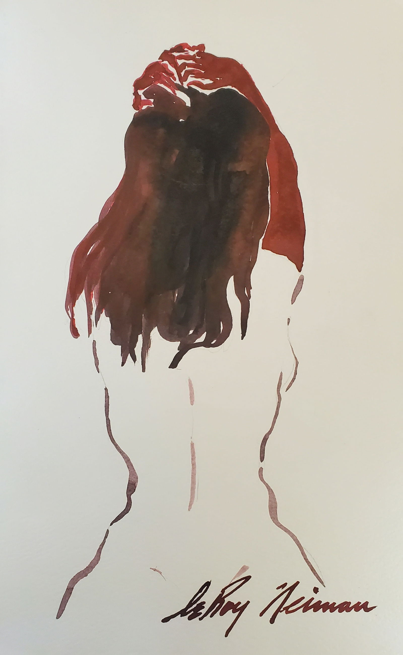 LeRoy Neiman, Playboy Femlin back profile, Original Signed Watercolor Drawing (1 of 2)