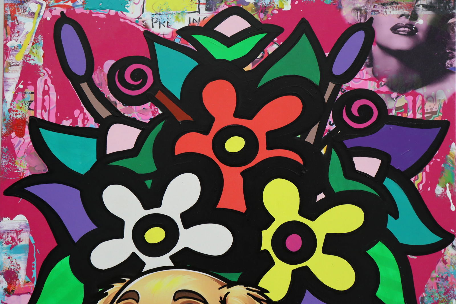 Jozza - Pop Art, 'My Livingroom', Mixed Media Acrylic Canvas Painting, 2024, 24"x30": Artist: Jozza Pop Art Title: "My Livingroom" Influences: Marilyn Monroe - Andy Warhol - Lacoste Surface: Canvas Medium: Acrylic Paint Dimensions: 24"x30" Technique: Pop Art Year: 2024 Hand Signed on T