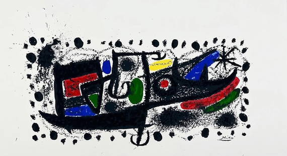 Joan Miro, 'Starlight' Original Lithograph: 1970 JOAN MIRO Limited Edition Abstract Lithograph STARLIGHT.Joan Miro, Spanish, Catalan, 1893 to 1983, color lithograph on paper, Star Scene, 1969. Signed in the plate lower right. Joan Miro, a Catal