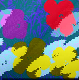 Andy Warhol, Flowers 11.65 Serigraph Sunday B. Morning: Artist: Andy Warhol Title: Flowers (Sunday B. Morning) Size: 36" X 36" Verso: Fill in your own signature and, published by Sunday B. Morning stamps Technique: serigraph Paper: Museums board Marking: s