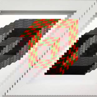 Victor Vasarely, 'Bidim, 1968' Monograph On Paper, Framed: Victor Vasarely "Bidim" 1968 Monograph on paper Not Signed or numbered, as published Published by Editions Du Griffon Neuchatel in 1971, and printed in Switzerland. Paper size: 10.5 " x 10.5" Framed A