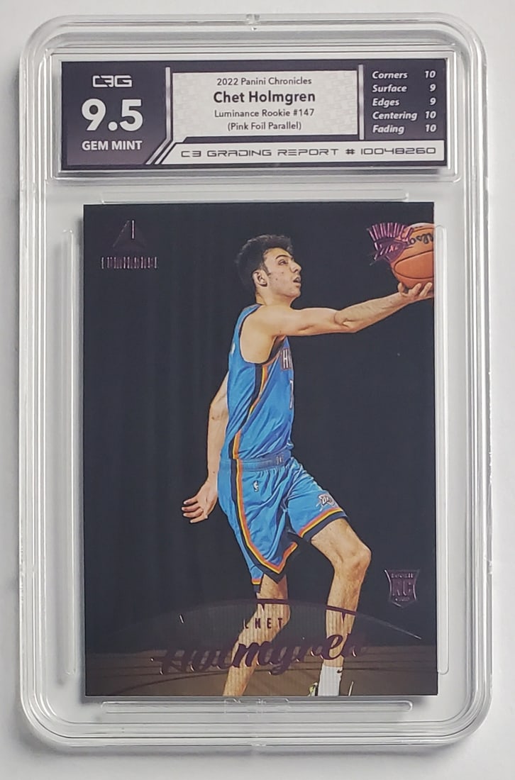 Chet Holmgren 2022 Panini Chronicles Luminance Rookie Pink Foil Basketball Card Gem Mint 9.5: Chet Holmgren 2022 Panini Chronicles Luminance Rookie Pink Foil Basketball Card Gem Mint 9.5