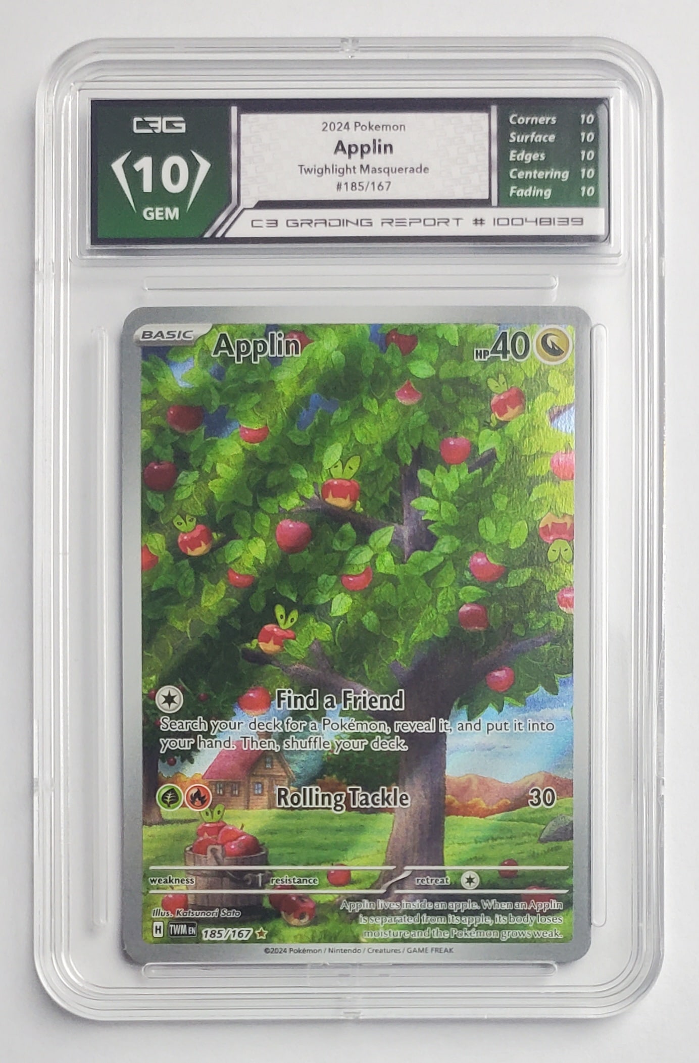 Applin 2024 Twilight Masquerade Pokemon Card Gem Mint 10: Applin 2024 Twilight Masquerade Pokemon Card Gem Mint 10