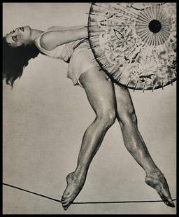 William Mortensen, Rope Dancer, 1934 1st Edition: Photographer: William Mortensen (American, 1897 - 1965) - known for pictorial and experimental imagery. Title: "William Mortensen, Rope Dancer" Subject: Surreal - demon, occult, horror, fantasy. Type
