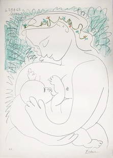 Pablo Picasso ( 1881 – 1973 ) La Grande Maternité – Hand Signed Lithograph 1963: After Pablo Picasso (Spanish, 1881-1973) La Grande Maternité Year- 1963 pencil signed and annotated 'E.A.' (aside from the edition of 200), with margins Editions Combat de la Paix, Paris Published by