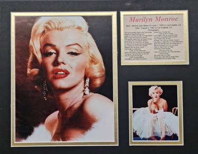 Marilyn Monroe, 'Headshot', Matted Photo Collage: Description Subject:Marilyn Monroe Type: Photo Reproduction Prints Matt Size: 14" x 11" Country of Origin: USA Condition: Excellent