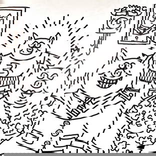 Keith Haring, Untitled I, Lithograph - 1985: Description Artist: Keith Haring Title: Untitled Year: 1985 Dimensions: 11.5 in. by 11 in. Edition: From the rare limited edition of 300 Publisher: Keith Haring POP Shop NYC Medium: Lithograph on Pape