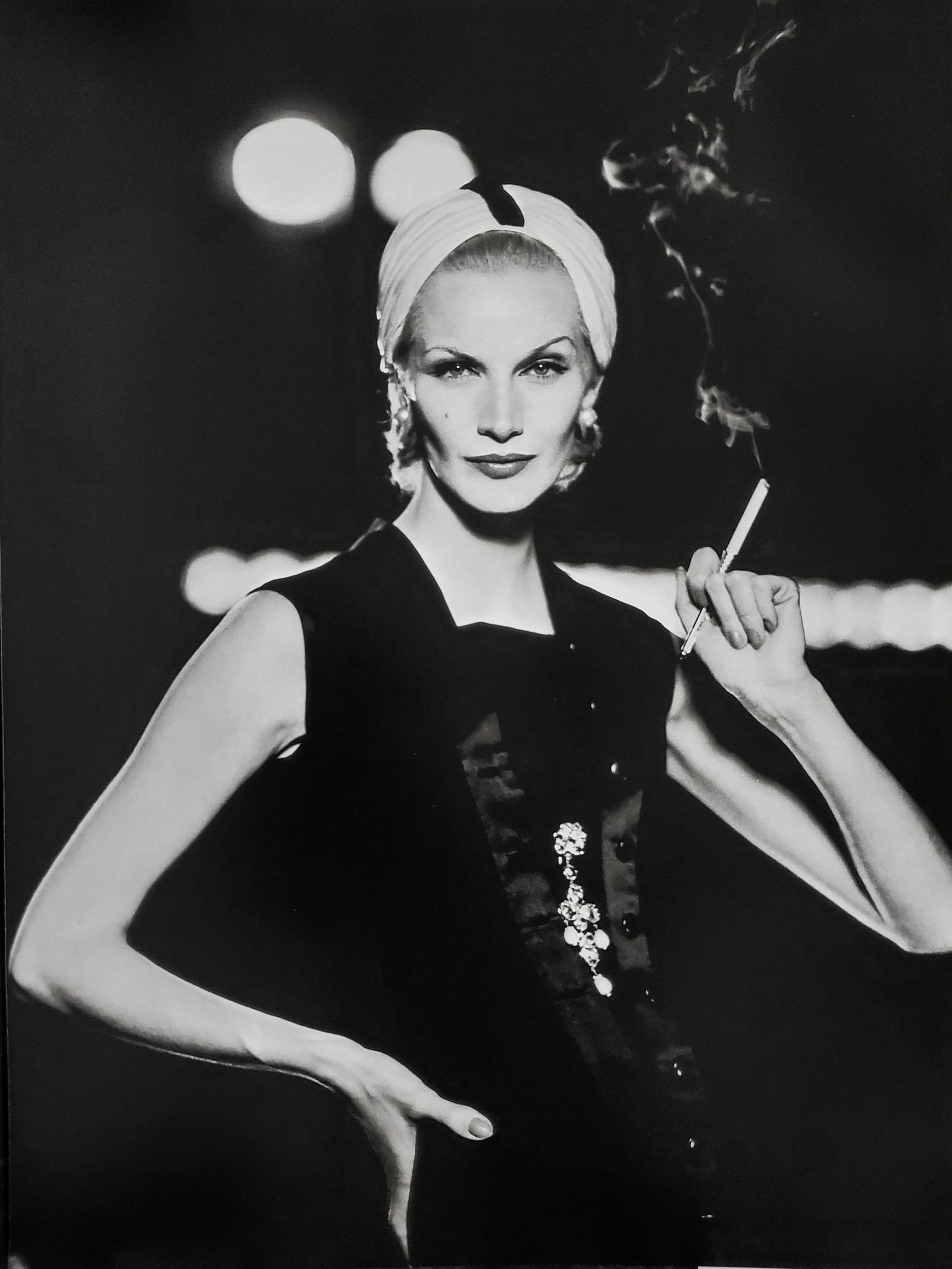 Richard Avedon, Sunny Harnett, Turban and dress by Dior, Theatre Marigny, Paris, 1954: Photographer: Richard Avedon (American, 1923 - 2004) - internationally renowned portrait and fashion photographer, one of the most important and influential photographers during the last half of the t