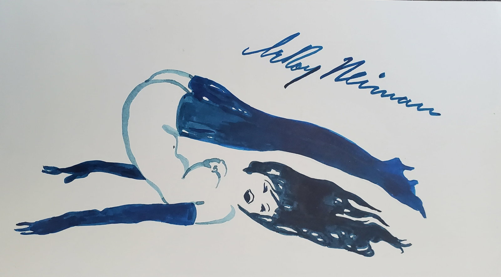 LeRoy Neiman, Playboy Femlin shows her flexibility I, Original Signed Watercolor Drawing: Artist: LeRoy Neiman Title: Playboy Femlin Medium: Watercolor on Paper Subject: Playboy Magazine Femlin Condition: Very Good Size: 11 x 6 Condition: Very Good - Excellent