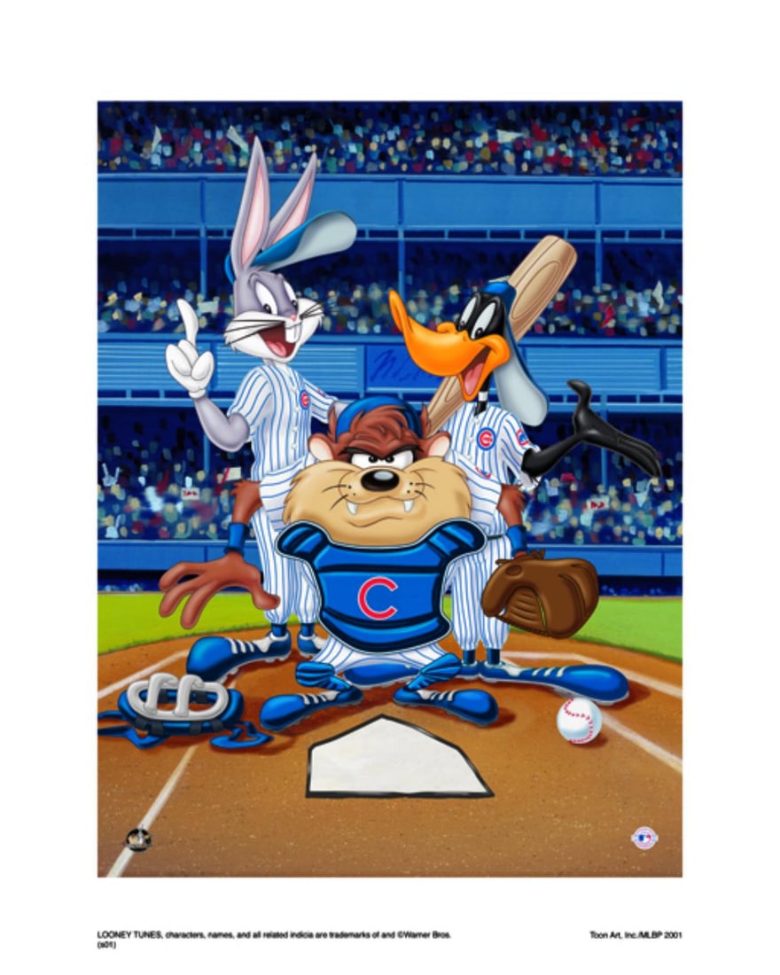 Warner Bros, Looney Tunes, Bugs, Daffy & Taz, 'At The Plate, Chicago Cubs' (1 of 1)