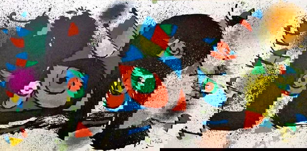 Joan Miro, 'Lithograph 1 From 'Sculptures' 1974 original lithograph: Artist: Joan Miro Country: Spain Title: Sculpture N.1 Medium: Original Lithograph Marks: Signed in plate not numbered Size: Velum Paper 11 x 22 inch folded as published Printed: by L'Atelier Arte, Fra