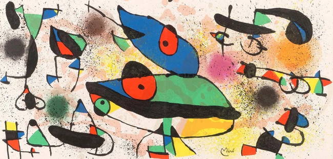 Joan Miro, 'Lithograph II From 'Sculptures' 1974 original lithograph: Artist: Joan Miro Country: Spain Title: Sculpture 2 Medium: Original Lithograph Marks: Signed in plate not numbered Size: Velum Paper 11 x 22 inch folded as published Printed: 1974 by L'Atelier Arte,