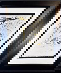 Salvador Dali, 'Les Amours Jaunes Rebel Poet', Hand Signed Etching: ARTIST: Salvador Dali TITLE: Les Amours Jaunes The Rebel Poet MEDIUM: Etching + Gold Flakes SIGNED: Hand Signed EDITION NUMBER: CLXII/CC MEASUREMENTS: 11" x 14.75" Framed: 19.5" x 24" YEAR: 1974 CONDI