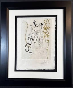 Salvador Dali, 'Les Amours Jaunes The Toad', Hand Signed Etching W Gold Flakes: ARTIST: Salvador Dali TITLE: Les Amours Jaunes The Toad MEDIUM: Etching + Gold Flakes SIGNED: Hand Signed EDITION NUMBER: CLXII/CC MEASUREMENTS: 11" x 14.75" Framed: 19.5" x 24" YEAR: 1974 CONDITION: