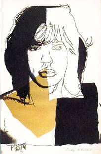 Andy Warhol, 'Mick Jagger Fsii.146', Framed Announcement-Card, 1975: Artist: Andy Warhol. Title: 'Mick Jagger' FS II.146 Framed Announcement card. Medium: Lithograph Size: Image size: 6" x 4" Framed: 10" x 8" Year: 1975 Description: Signed and numbered on the plate by