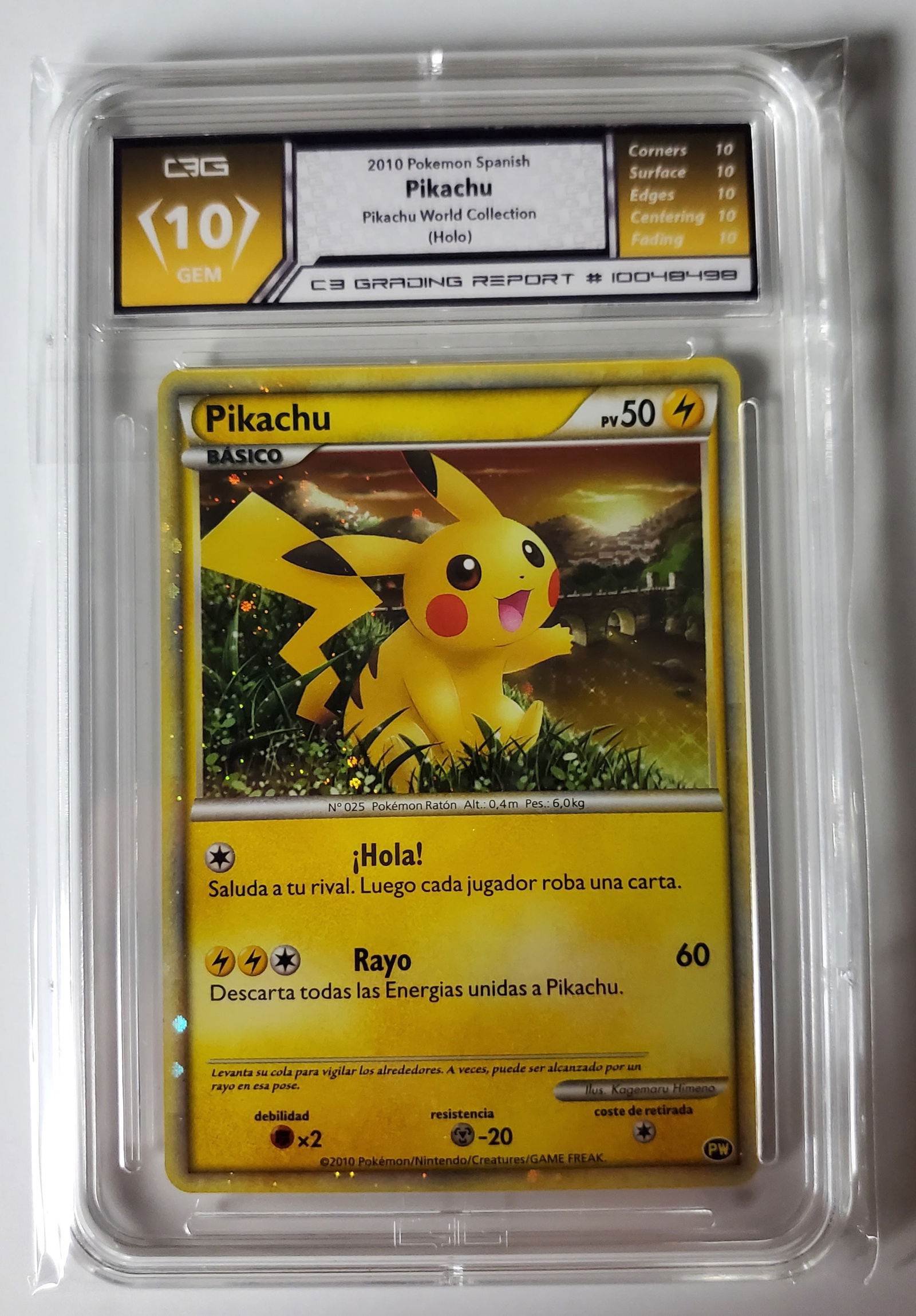 Pikachu 2010 Pikachu World Collection Holo "Spanish" Gem 10 (1 of 2)