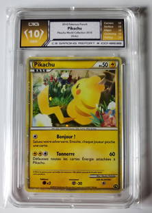 Pikachu 2010 Pikachu World Collection Holo French Pokemon Card Gem 10: Pikachu 2010 Pikachu World Collection Holo French Pokemon Card Gem 10