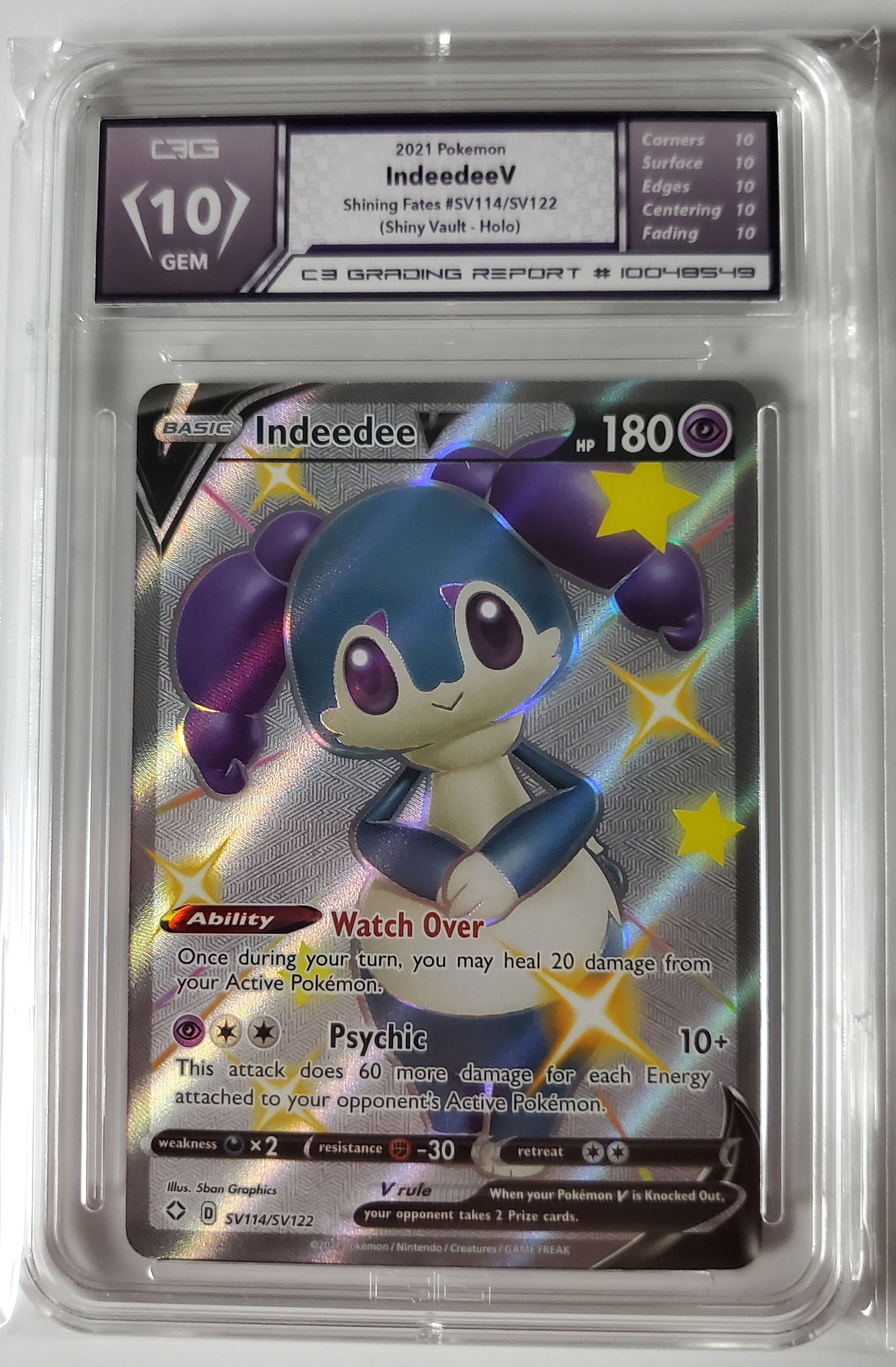 Indeedee V 2021 Shining Fates Holo Pokemon Card Gem 10 (1 of 2)