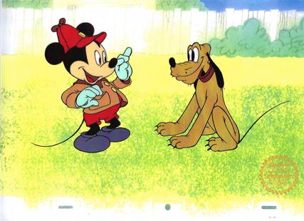 Disney, 'Mickey Mouse & Pluto - The Pointer', Limited Edition Animation Cel: Genuine Limited Edition Serigraph Cel of Mickey Mouse & Pluto. From 1939 Walt Disney Studios - THE POINTER. Disney’s own artists have selected this scene from the ORIGINAL animation drawings used to
