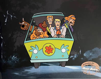 Hanna-Barbera, 'Scooby Doo, The Gang in the Mystery Machine', Limited Edition Animation Cel: Limited edition artistic recreation sericel titled "The Mystery Machine" from the classic cartoon series Scooby-Doo. This fantastic animation features Scooby-Doo, Fred Jones, Daphne Blake, Velma Dinkl