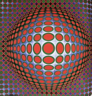 Victor Vaserely, Psychadelic patterning 2: Description: Title: Psychadelic patterning 2 Type: Monograph on paper, framed Not Signed or numbered, as published Published by Editions Du Griffon Neuchatel in 1971, and printed in Switzerland. Size