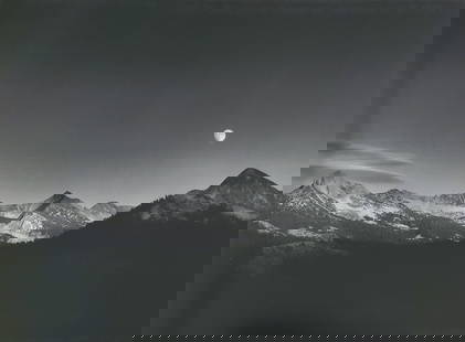 Ansel Adams, Autumn Moon, High Sierra from Glacier Point, Yosemite National Park, California, 1948: Photographer: Ansel Adams (American, 1902 - 1984) - Internationally renowned American photographer. One of the most influential artists in photographic history. Title: "Autumn Moon, High Sierra from G