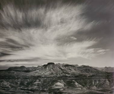 Ansel Adams, Burro Mesa and the Chisos Mountains, Big Bend National Park, Texas 1947: Photographer: Ansel Adams (American, 1902 - 1984) - Internationally renowned American photographer. One of the most influential artists in photographic history. Title: "Burro Mesa and the Chisos Mount