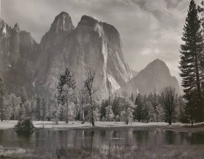 Ansel Adams, Cathedral Rocks, Yosemite National Park, Claifornia, C. 1949: Photographer: Ansel Adams (American, 1902 - 1984) - Internationally renowned American photographer. One of the most influential artists in photographic history. Title: "Cathedral Rocks, Yosemite Natio