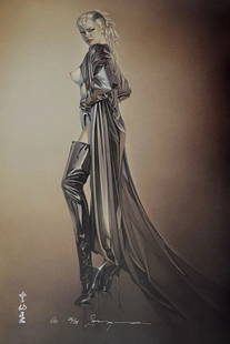 HAJIME SORAYAMA Signed & Numbered HC 25/25 Femme En Cuissardes: Artist:Hajime Sorayama Title: Femme En Cuissardes Surface: Gloss Paper Type: Offset Lithograph Edition- Hc 25/25 Size: 42 x 24 Signed: Yes Condition- Very Good