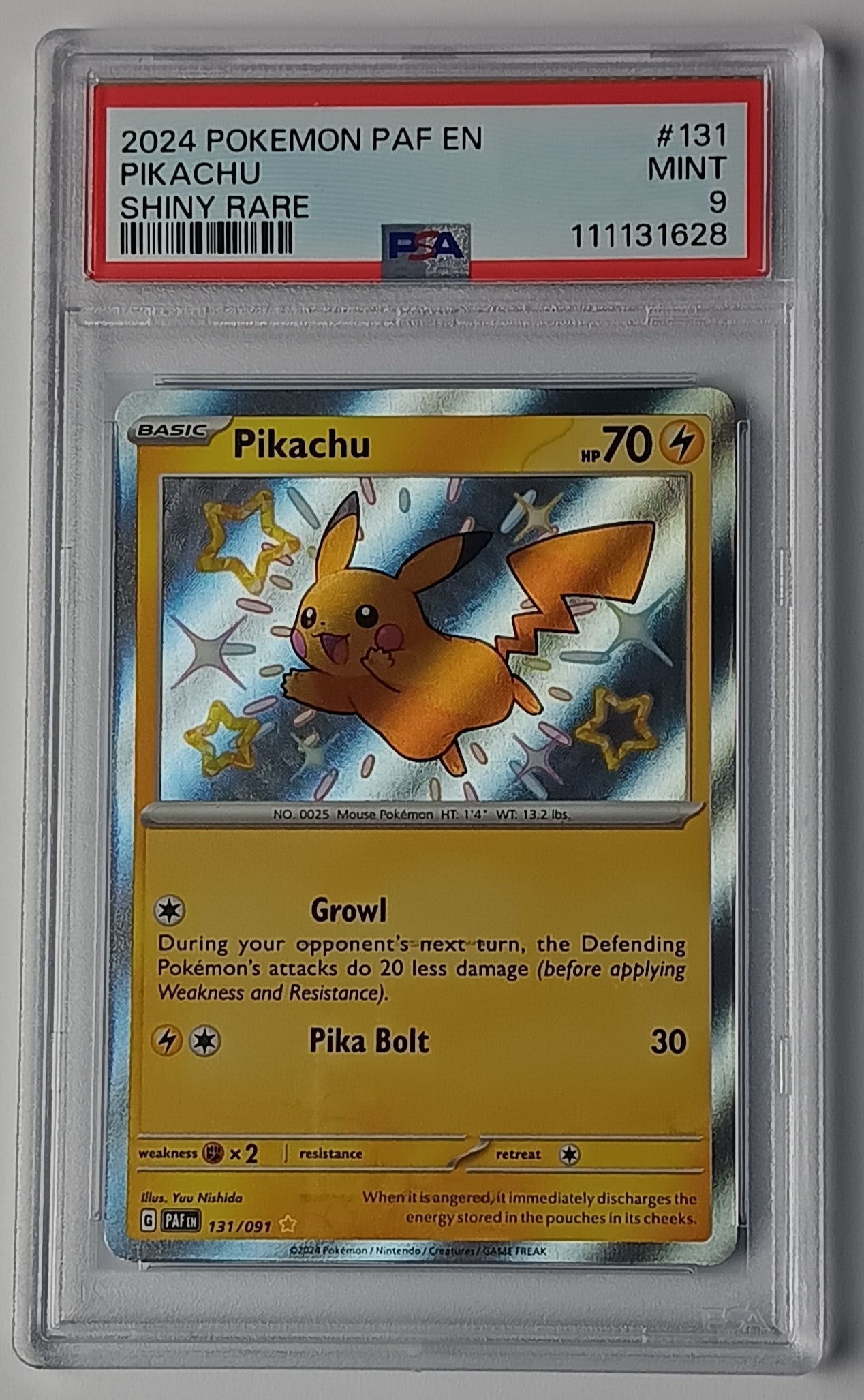 Pikachu 2024 PAF EN Shiny Rare Pokemon Card Gem Mint 9 (1 of 2)