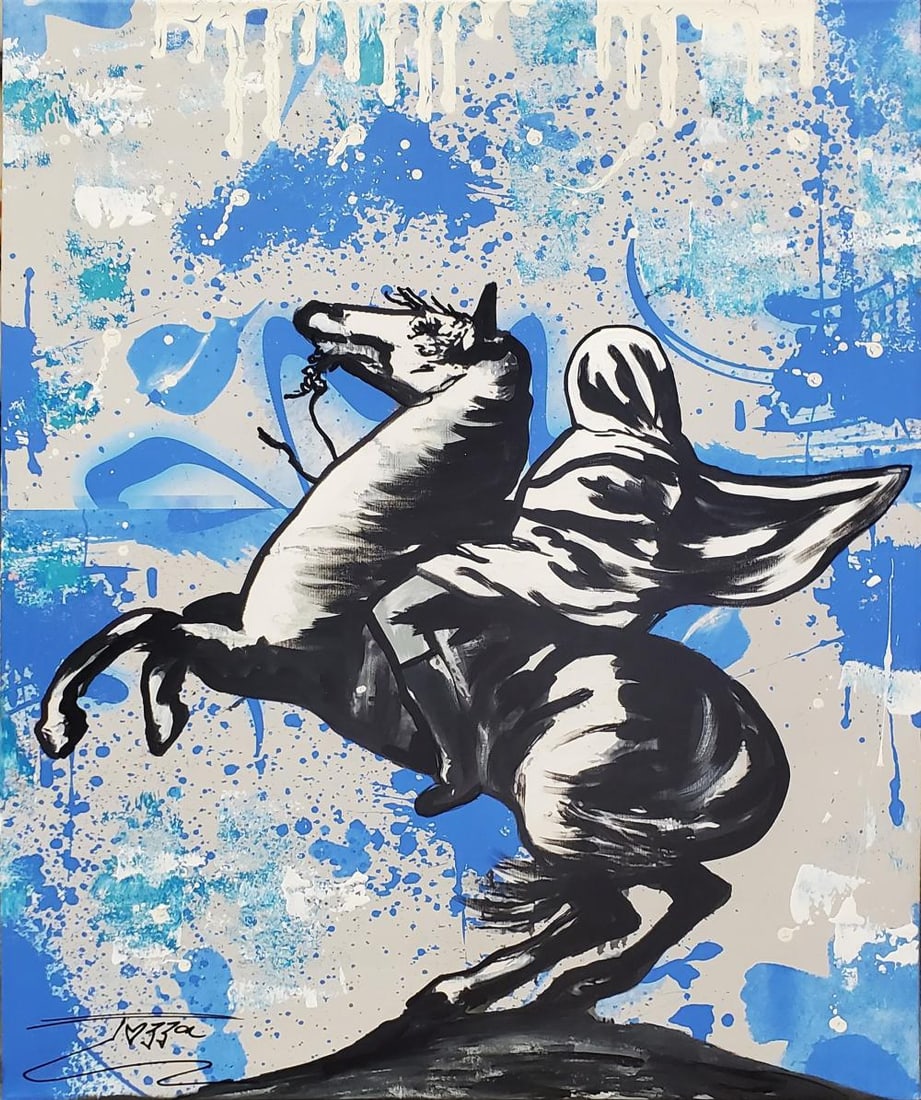 Jozza, 'White Knight', Pop Art Painting, 2024: Artist: Jozza Pop Art Title: "White Knight" Influences: Photographer Man Ray Surface: Canvas Medium: Acrylic Paint Dimensions: 24"x30" Technique: Pop Art Year: 2024 Hand Signed on The Front & back by