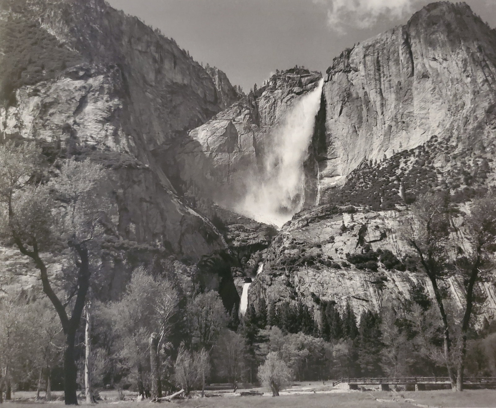 Ansel Adams, Yosemite Falls and Meadow, Yosemite National Park, California, 1953: Photographer: Ansel Adams (American, 1902 - 1984) - Internationally renowned American photographer. One of the most influential artists in photographic history. Title: "Yosemite Falls and Meadow, Yose