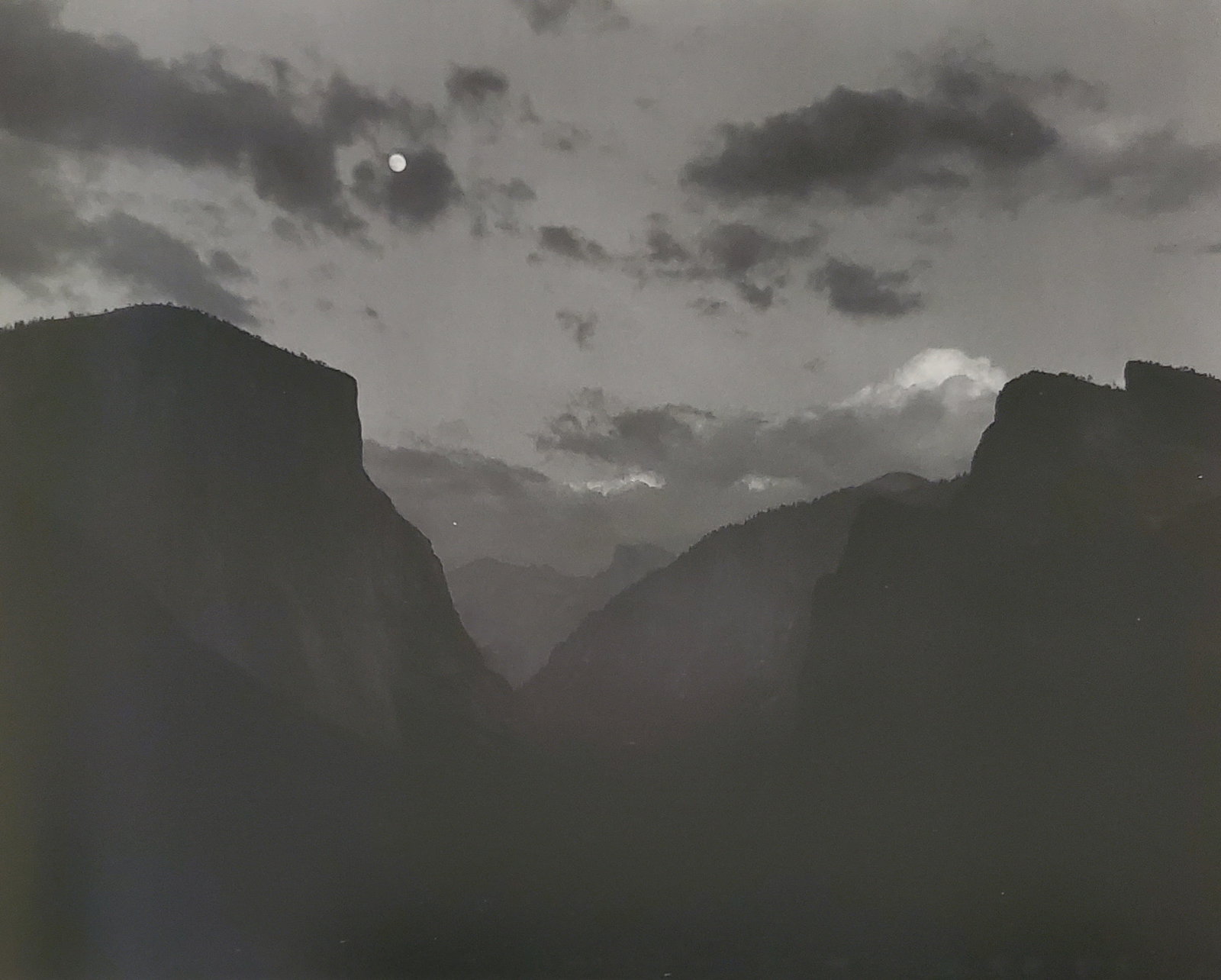 Ansel Adams, Yosemite Valley, Moonrise, California, 1944: Photographer: Ansel Adams (American, 1902 - 1984) - Internationally renowned American photographer. One of the most influential artists in photographic history. Title: "Yosemite Valley, Moonrise, Cali