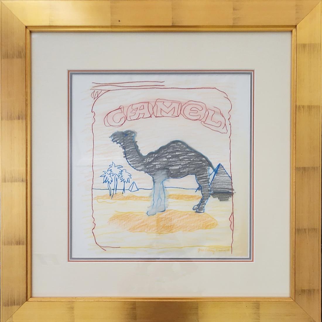 Larry Rivers, 'Stencilpack Camel' - Signed Limited Edition Camel Cigarettes Lithograph, 1978: Larry Rivers Stencil Camel - each piece in the edition is unique 1978 Lithograph in colors/wove paper with pochoir & graphite/acetate 24 7/8 x 21 3/8 in. - 30 x 30 in. Framed Signed, Dated, and number
