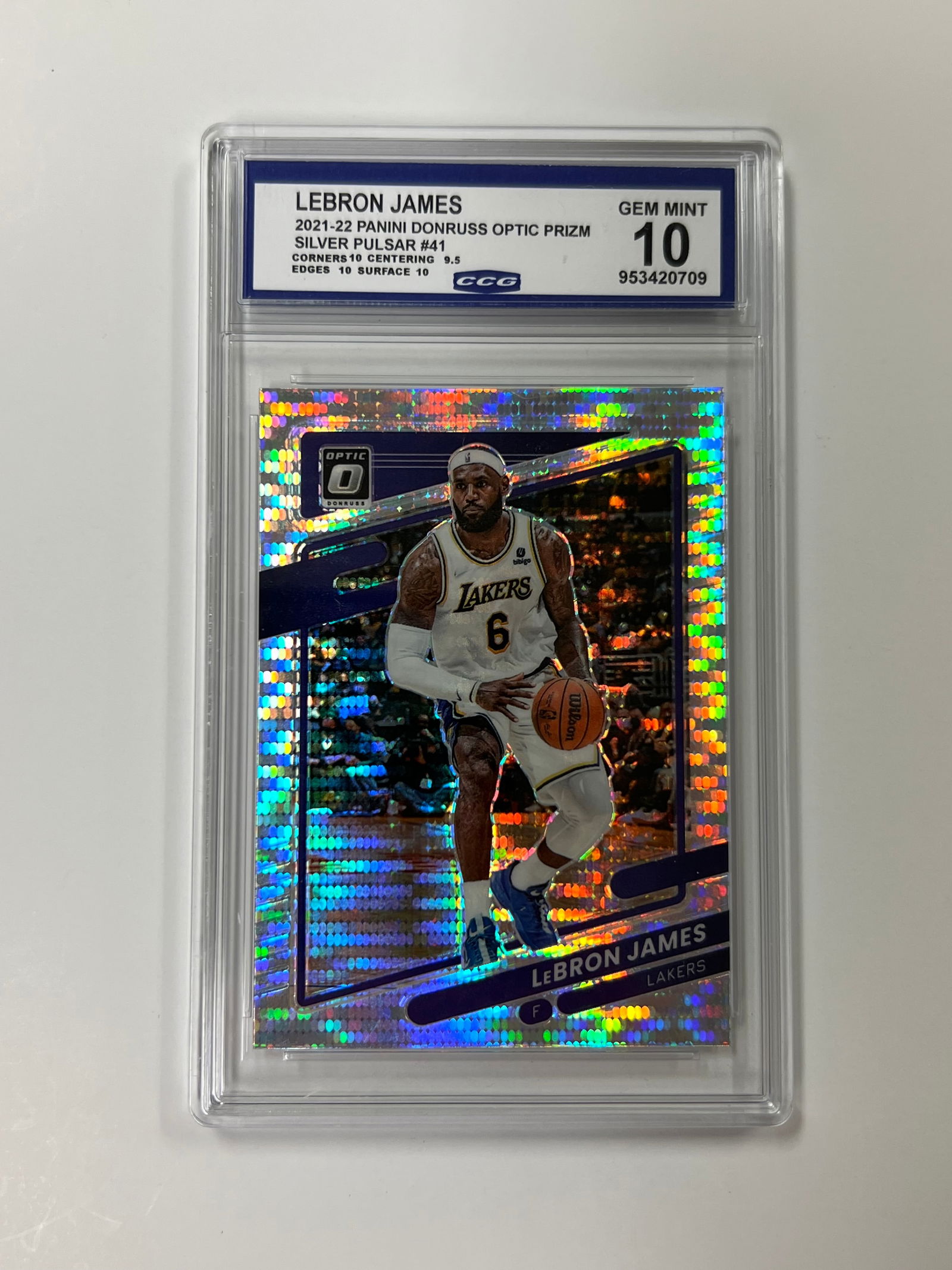 2021-22 Panini Donruss Optic Prizm Lebron James Silver Pulsar #41 Gem Mint 10 - 09: 2021-22 Panini Donruss Optic Prizm Lebron James Silver Pulsar #41 Gem Mint 10