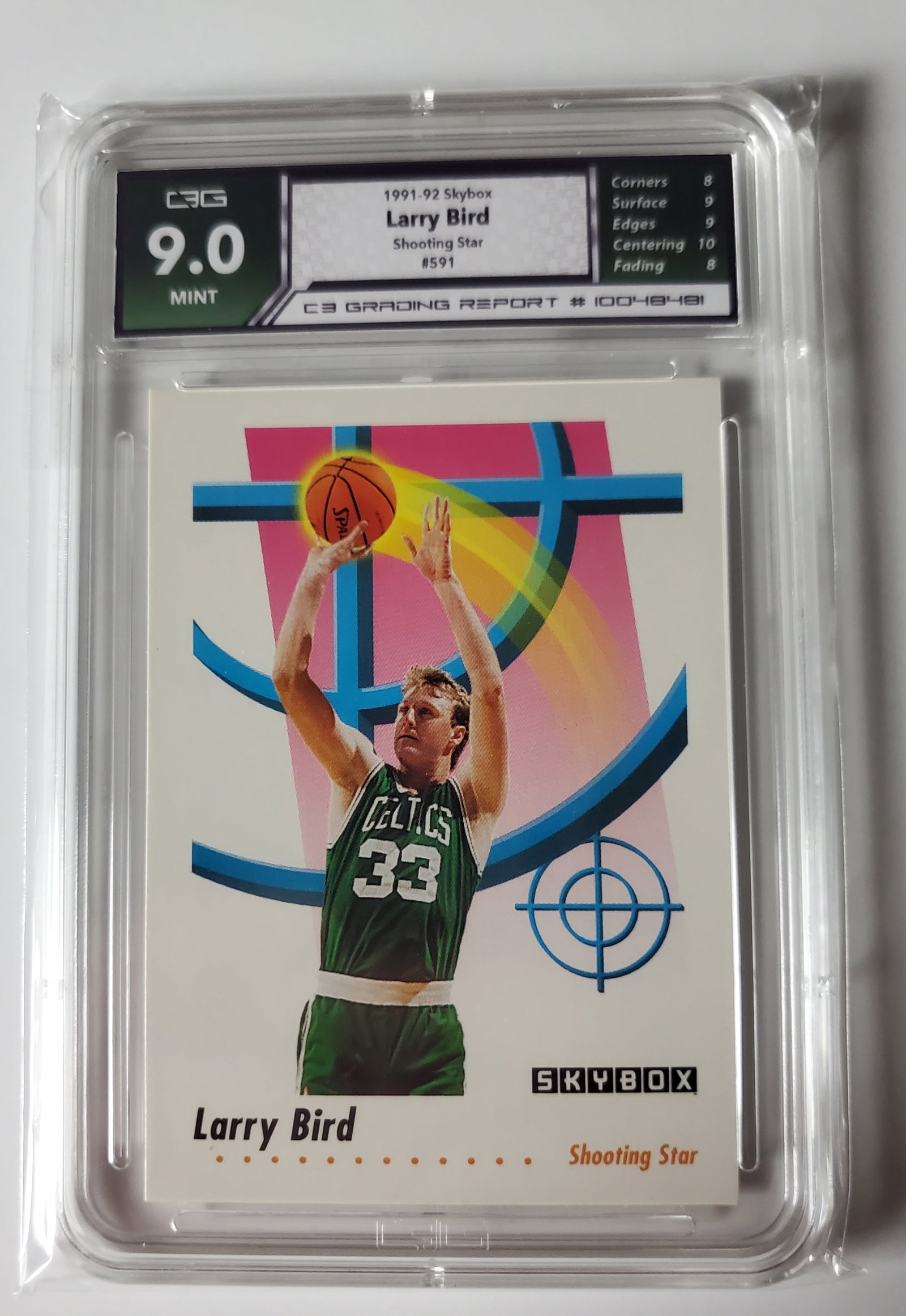Larry Bird 1991-92 Skybox Shooting Star Mint 9: Larry Bird 1991-92 Skybox Shooting Star #591 Basketball Card Mint 9