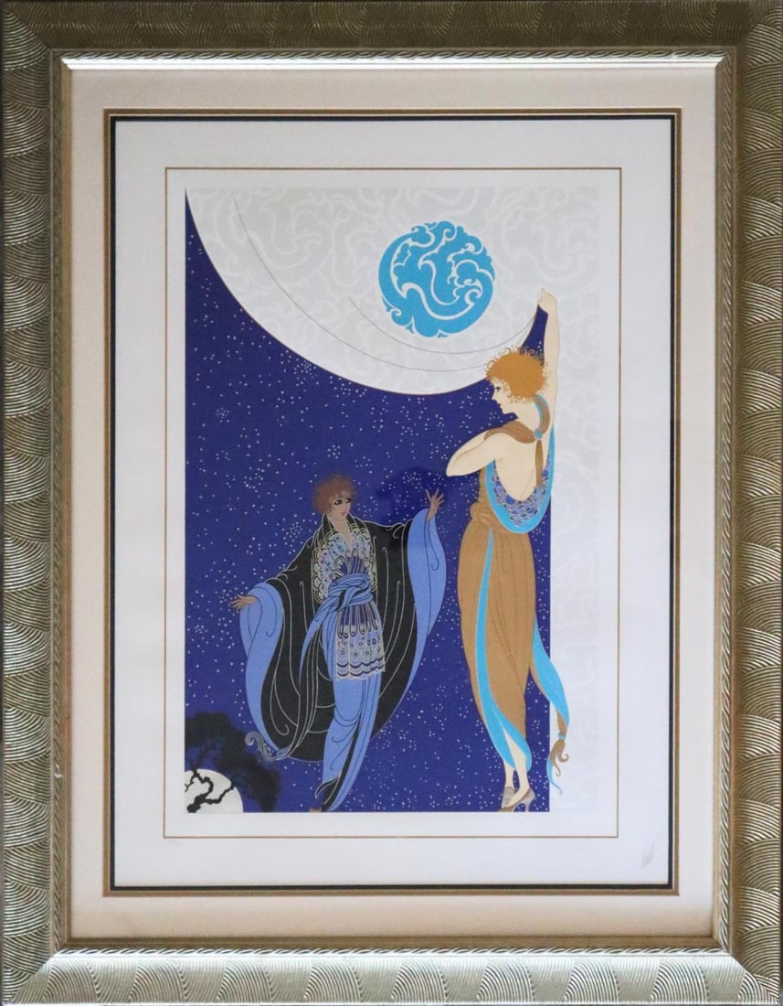 Erte, 'Nocturne', Signed & Numbered Serigraph: Title: "Nocturne" Artist:Erte Type: Serigraph Image Dimensions: 26 x 20 Year Produced: 1985 Edition: 258/300 Condition: Excellent Buyers Premium-