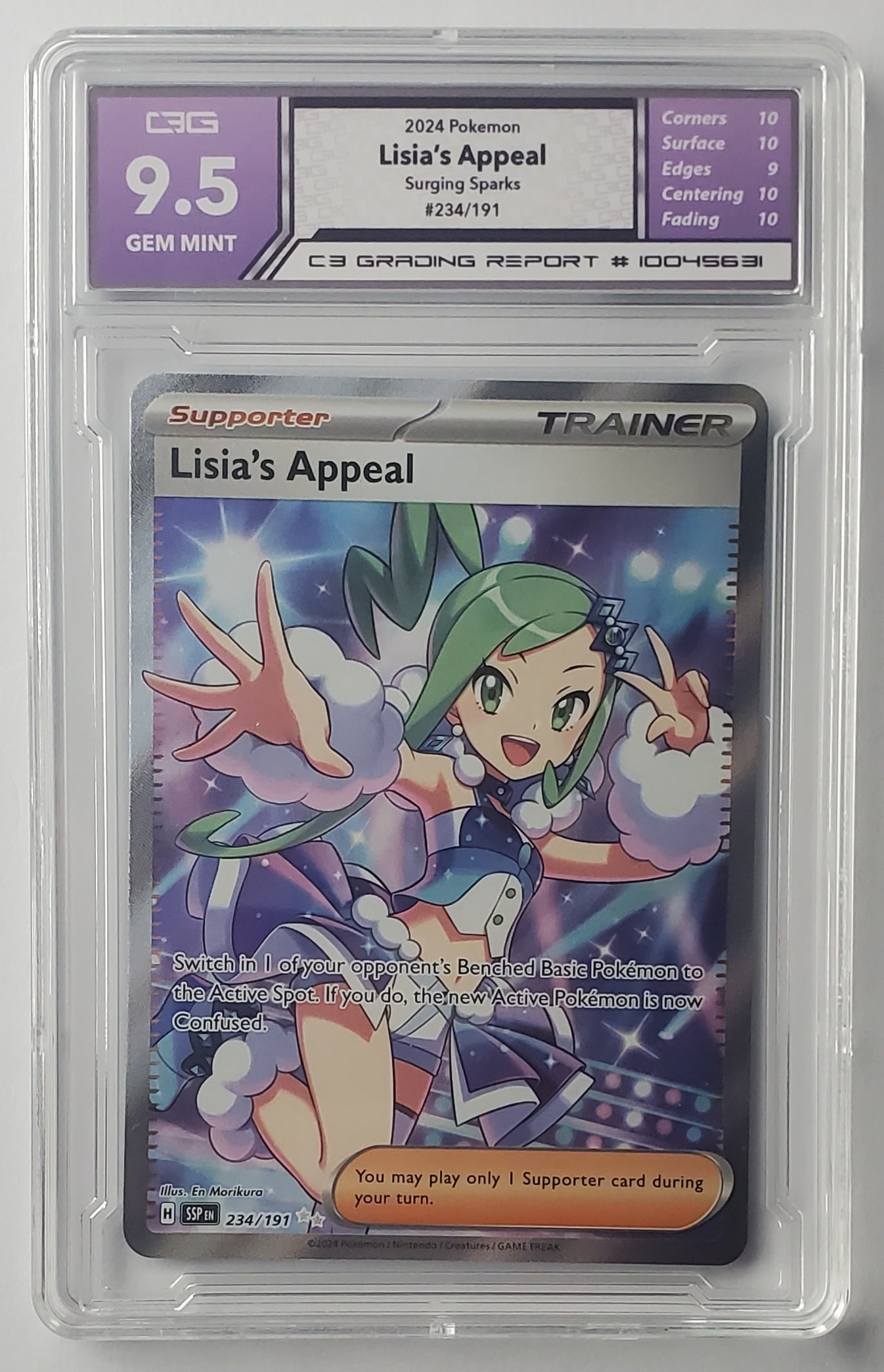 Lisia's Appeal 2024 Full Art Holo Pokemon Card Gem Mint 9.5: Lisia's Appeal 2024 Surging Sparks Full Art Holo Pokemon Card Graded- Gem Mint 9.5