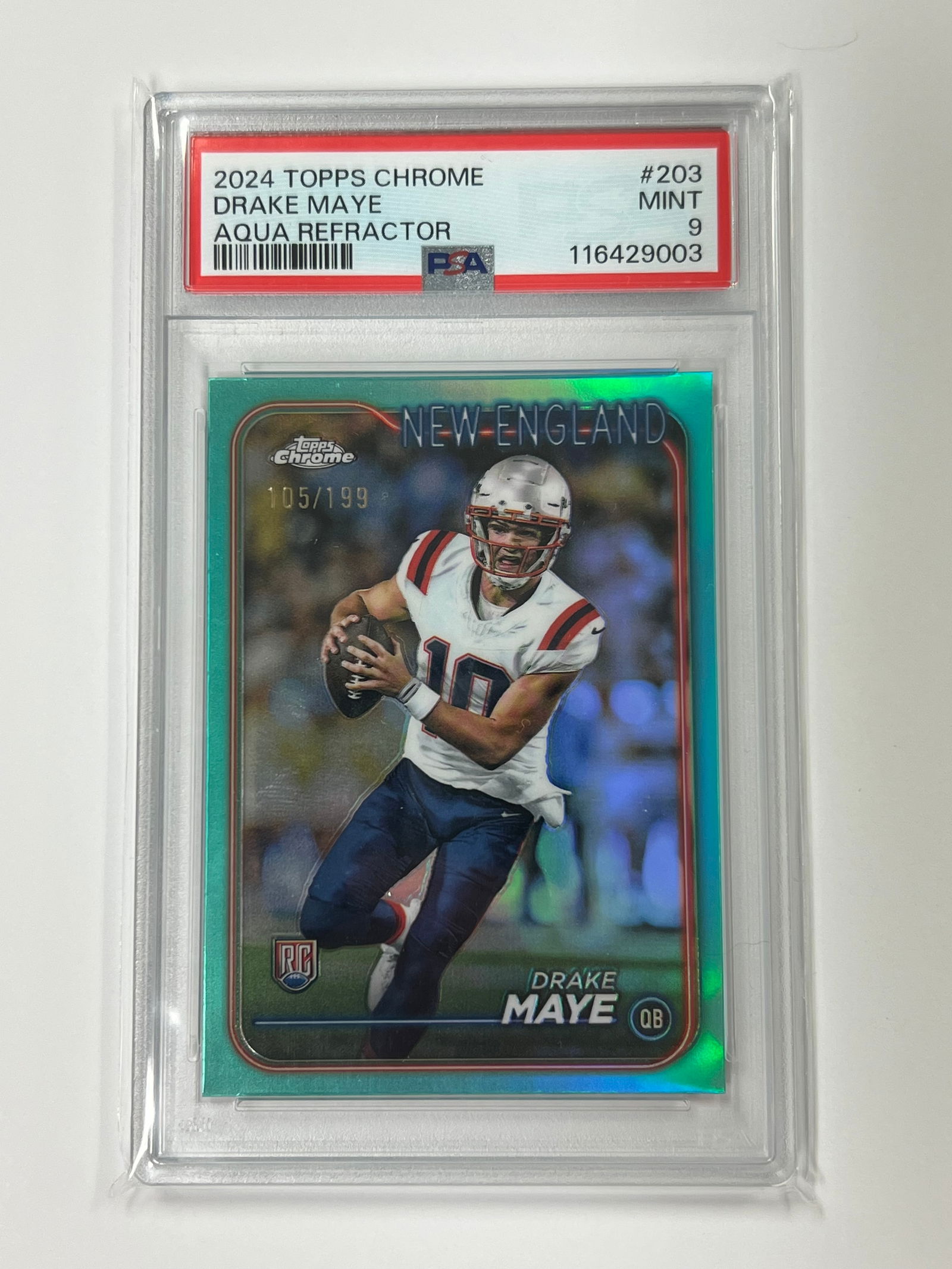 Drake Maye /199 Rookie 2024 Topps Chrome Refractor PSA 9 (1 of 2)