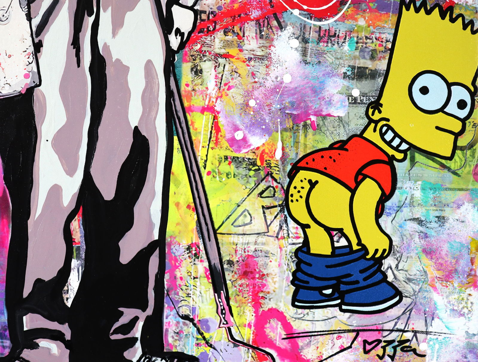 Jozza, 'The Patriot', Original Pop Art Canvas Painting, 2025, 30"x24": Artist: Jozza Pop Art Title: "The Patriot" Influences: Charlie Chaplin - Brainwash - Tom & Jerry - Bart Simpson - Channel - Bitcoin Surface: Canvas Medium: Acrylic Paint Dimensions: 24"x30" Technique: